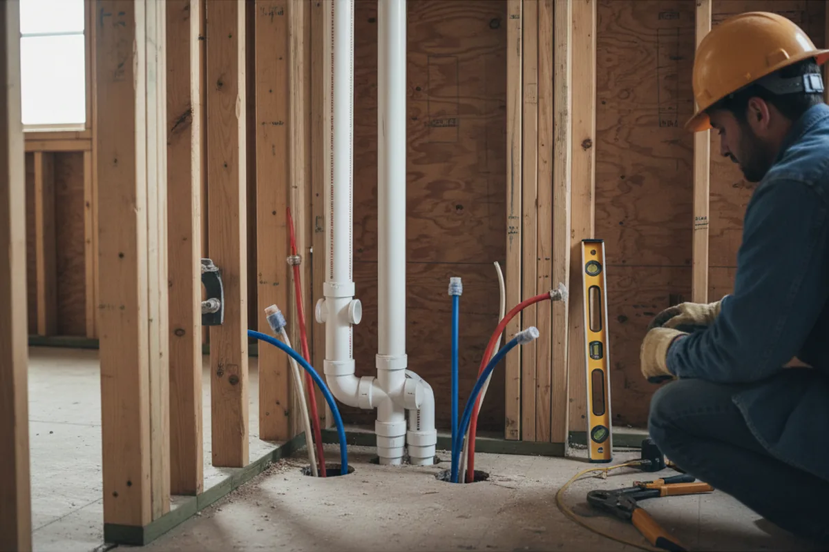 Drain and supply rough-in during Drain Cleaning in Pownal