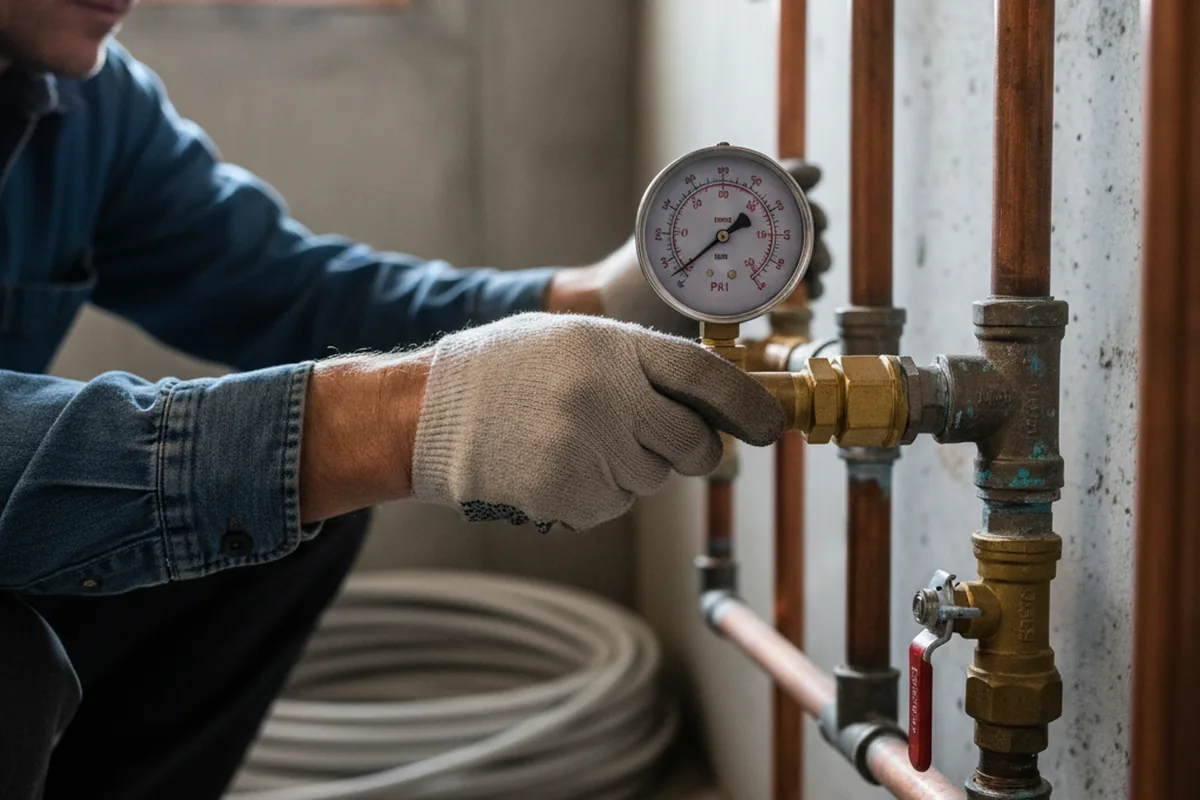 Pressure testing a repaired line during Water Line Repair in Pownal